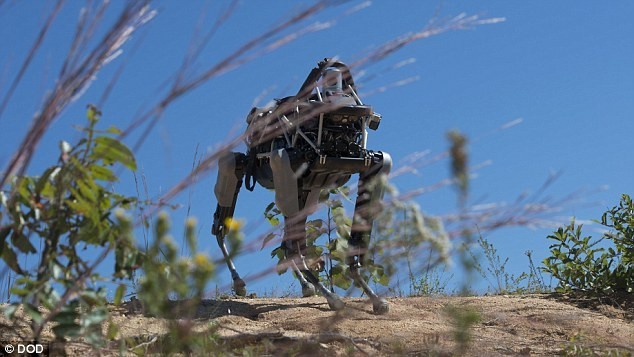 Chó máy Spot chạy trong thử nghiệm tại căn cứ của thủy quân lục chiến Mỹ tại thành phố Quantico. Ảnh: Bộ Quốc phòng Mỹ
