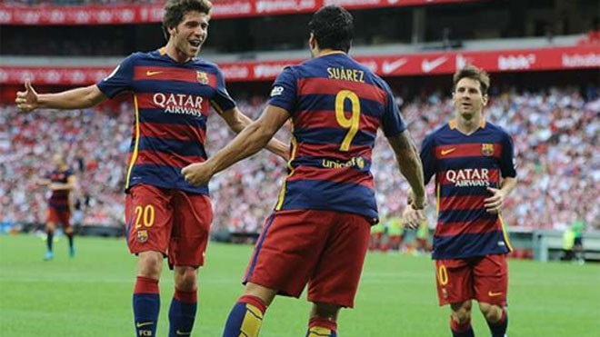 Suarez (số 9) từng ghi rất nhiều bàn quan trọng và có những đường chuyền quyết định cho Barca. Ảnh: Reuters
