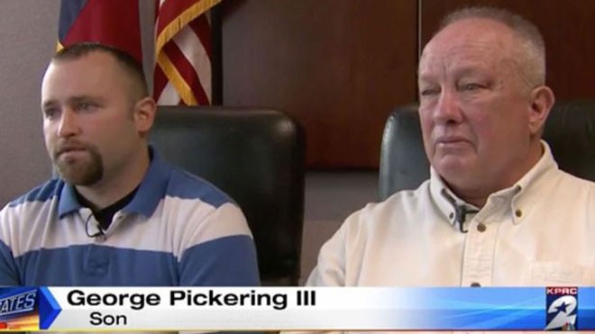 Hai cha con George Pickering trên một chương trình truyền hình. Ảnh: News.
