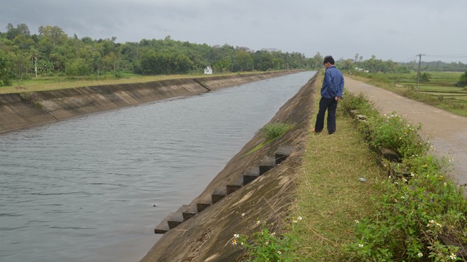 Khu vực kênh dẫn nước chính từ lòng hồ Phú Ninh nơi ông Hải gặp nạn.