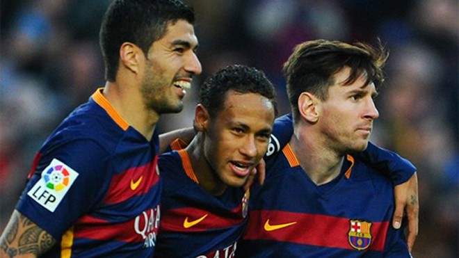 Barca vững bước nhờ phong độ khó cản của Messi, Suarez và Neymar. Ảnh: Reuters