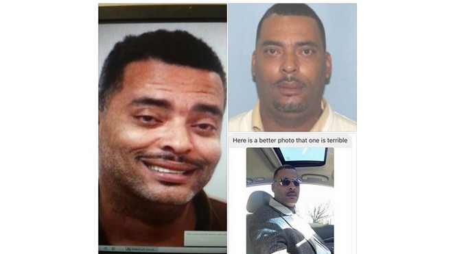 Bức ảnh truy nã cũ được cảnh sát sử dụng (trên) và bức ảnh “tự sướng” do chính Pugh gửi đến