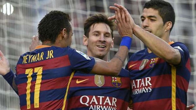 Bộ ba tiền đạo của Barca đang gây ấn tượng mạnh khắp thế giới. Ảnh: Reuters