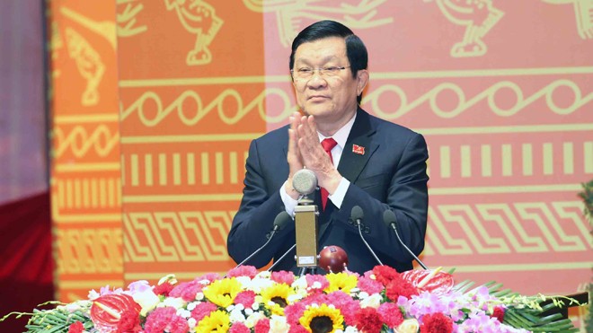 Chủ tịch nước Trương Tấn Sang tại Đại hội. Ảnh: Hồng Vĩnh