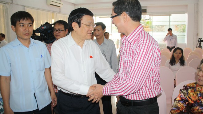 Chủ tịch nước Trương Tấn Sang tại buổi tiếp xúc cử tri Quận 1 sáng ngày 3.3
