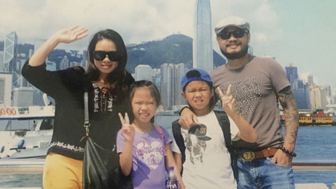 Gia đình Trần Lập trong chuyến du lịch tại Hong Kong.