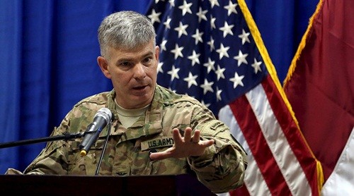 Đại tá Steve Warren, phát ngôn viên liên minh do Mỹ dẫn đầu đang chống lại nhóm phiến quân Nhà nước Hồi giáo tự xưng (IS) cùng các lực lượng Hồi giáo cực đoan khác ở Syria và Iraq. Ảnh: RT