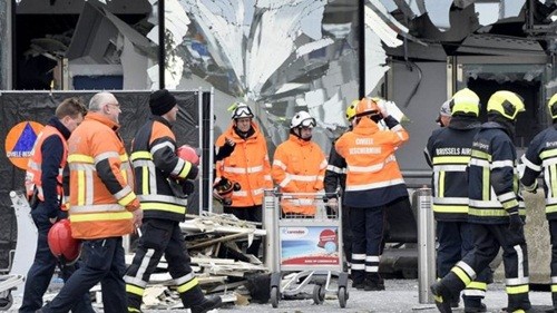 Sân bay quốc tế Zaventem vẫn đóng cửa sau vụ nổ. Ảnh: Reuters