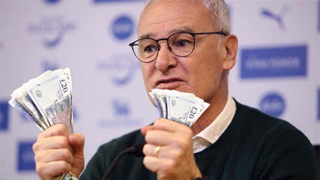 HLV Claudio Ranieri đang không chỉ mang lại chiến thắng cho Leicester mà còn có rất nhiều tiền cho CĐV.