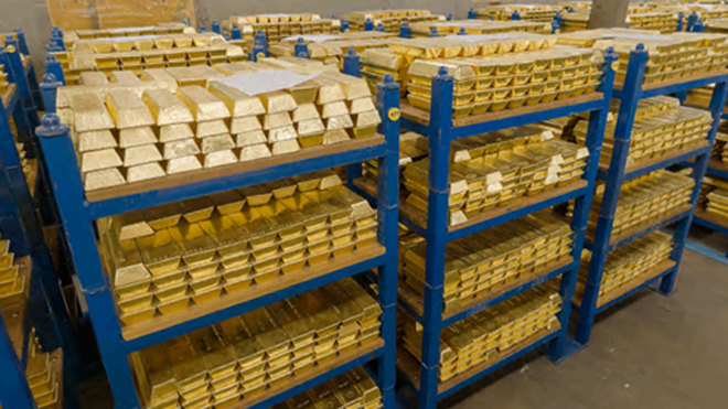 Một hầm chứa vàng của Ngân hàng Trung ương Anh tại London. Ảnh: The Gold Bullion