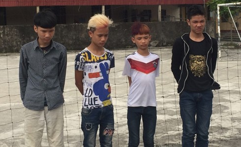 4 thiếu niên ném đá lên cao tốc. Ảnh: Công an huyện Bình Giang.