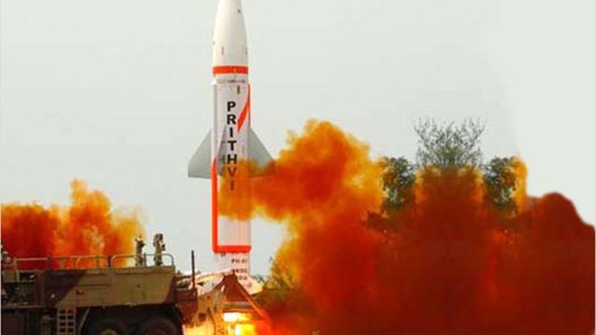 Tên lửa Prithvi-II của Ấn Độ (Ảnh: DRDO)