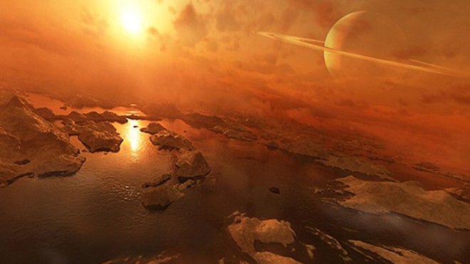 Mặt trăng Titan của sao Thổ có thể cho phép sự sống phát triển. Ảnh minh họa: Wordpress.