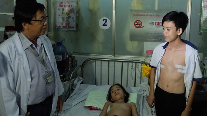 Một số trường hợp trẻ bị lõm ngực điều trị tại Bệnh viện Nhi đồng 1 TPHCM. Ảnh do bệnh viện cung cấp.