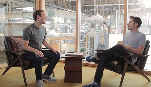 Mark Zuckerberg (trái) trong buổi trò chuyện hôm qua. Ảnh: Y Combinator