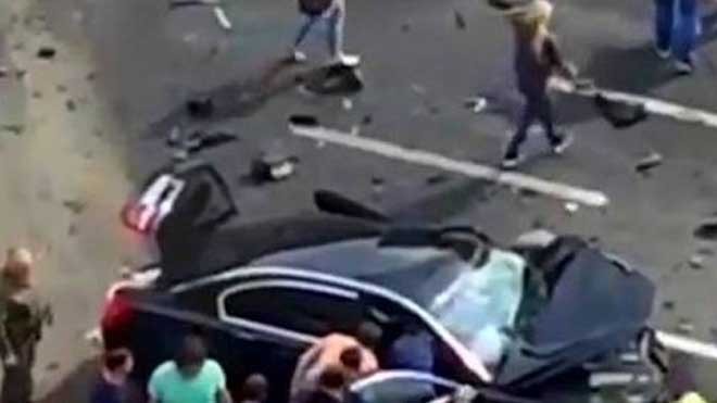 Một góc hiện trường vụ tai nạn ở Moskva khiến tài xế của ông Putin tử nạn.