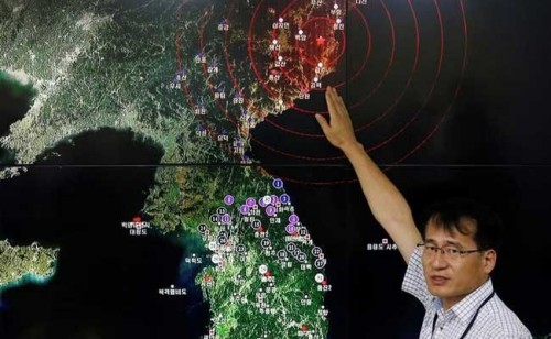Sóng địa chấn Hàn Quốc đo được sau vụ thử hạt nhân Triều Tiên. Ảnh: NDTV