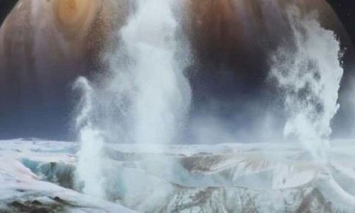 NASA phát hiện luồng hơi nước bốc lên từ bề mặt Mặt trăng Europa. Ảnh: NASA.
