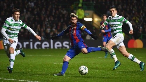 Messi đang dẫn đầu cuộc đua Vua phá lưới Champions League mùa này với chín bàn. Ảnh: Reuters