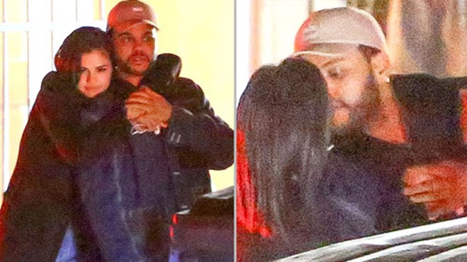 Hình ảnh tình cảm của Selena Gomez và The Weeknd. Ảnh: AKM-GSI.