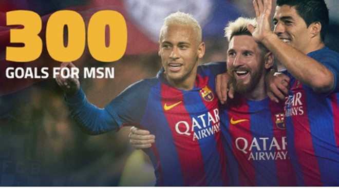 Trung bình mỗi cầu thủ trong bộ ba MSN ghi 50 bàn trong một năm.