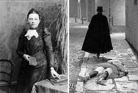 Chân dung nữ sát thủ L. Williams lúc sinh thời (ảnh phải); "Jack mổ bụng" đầy bí ẩn (tranh vẽ theo mô tả của các nhân chứng).
