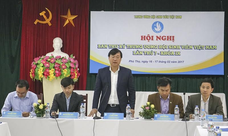 Anh Lê Quốc Phong, Bí thư thứ nhất T.Ư Đoàn, Chủ tịch Hội Sinh viên Việt Nam phát biểu chỉ đạo tại Hội nghị.