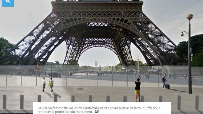 Diện mạo mới của tháp Eiffel nhanh chóng được lan truyền. Ảnh: Twitter.