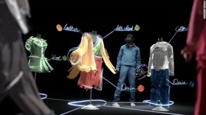 Thiết kế các mẫu thời trang trong môi trường thực tế ảo bằng ứng dụng Tilt Brush của Google. (Ảnh: CNN)