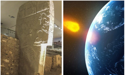 Các bức tranh khắc trên cột đá kể về sự kiện sao chổi va vào Trái Đất. Ảnh: Telegraph