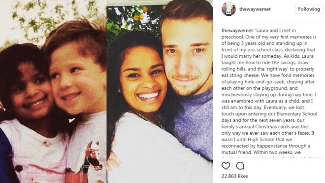 Chuyện tình cổ tích của đôi bạn trẻ được chia sẻ trên Instagram.