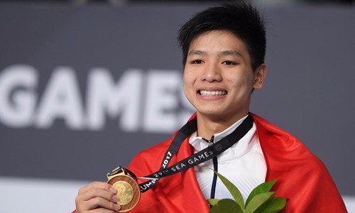 Kim Sơn đã xuất sắc giành huy chương vàng và phá kỷ lục tại SEA Games 29. Ảnh: Tiến Tuấn.