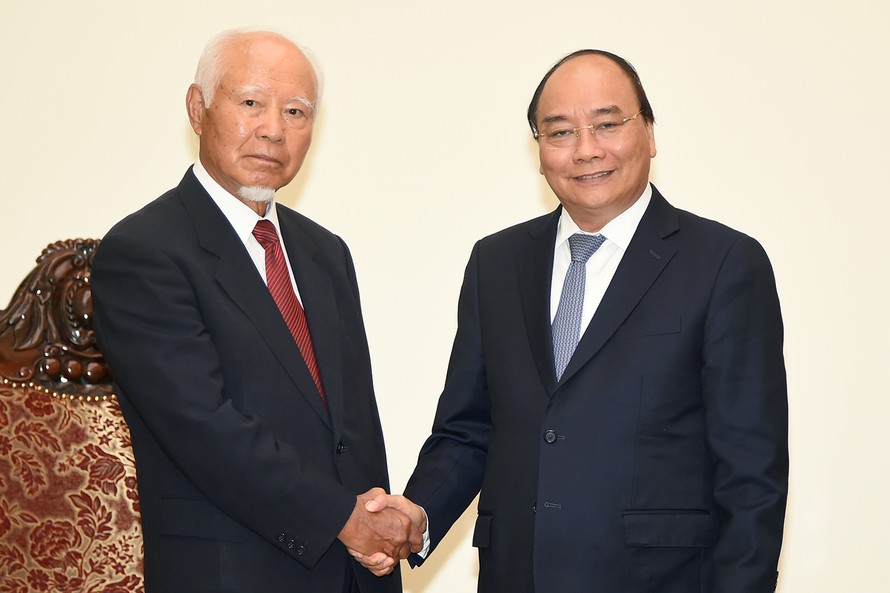 Thủ tướng Nguyễn Xuân Phúc tiếp ông Kanji Hayama, cựu Chủ tịch Tập đoàn Taisei (Nhật Bản). Ảnh: VGP