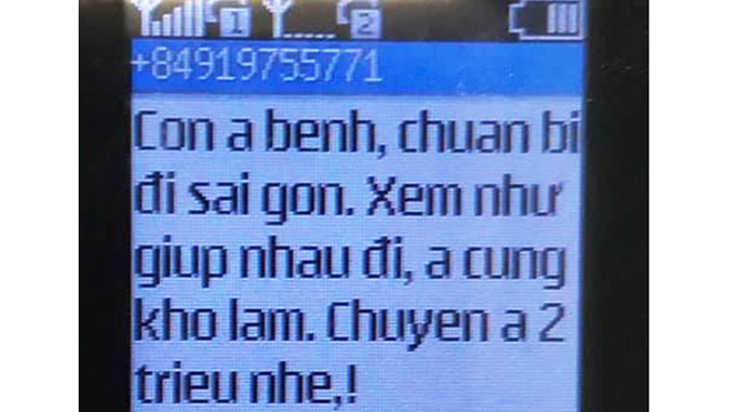 Ảnh chụp từ điện thoại bà Nguyễn Thị Dung