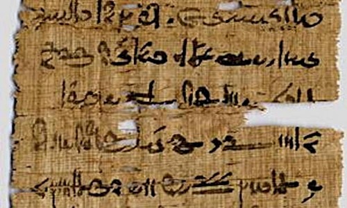 Người Ai Cập cổ đại sử dụng mực trộn với đồng để viết lên sách giấy cói. Ảnh: Đại học Copenhagen.