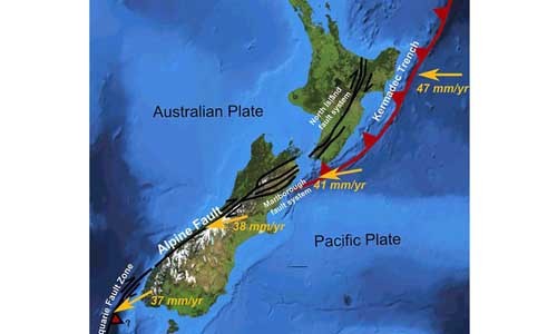 Đới hút chìm Hikurangi - chạy từ ngoài khơi phía trên đảo Nam New Zealand tới khu vực Gisborne ở đảo Bắc đã bắt đầu chuyển động. Ảnh: DAILY MAIL