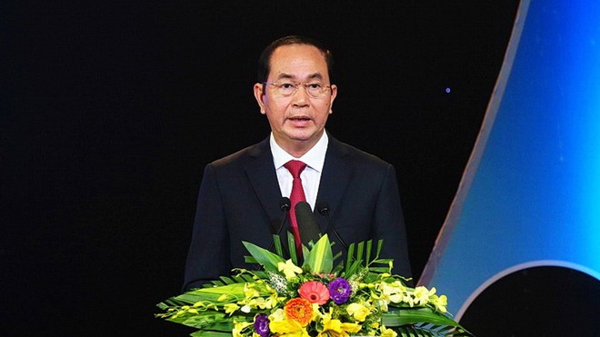 Chủ tịch nước Trần Đại Quang phát biểu tại Lễ trao giải. Ảnh: Quang Vinh.