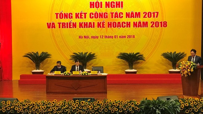 Phó Thủ tướng Trịnh Đình Dũng dự hội nghị tổng kết của PVN. (Ảnh: Đức Duy/Vietnam+)