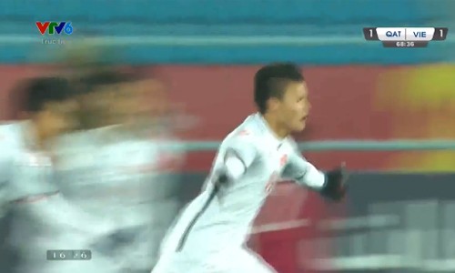 Quang Hải tung chân sút bung lưới Qatar gỡ hòa cho U23 Việt Nam
