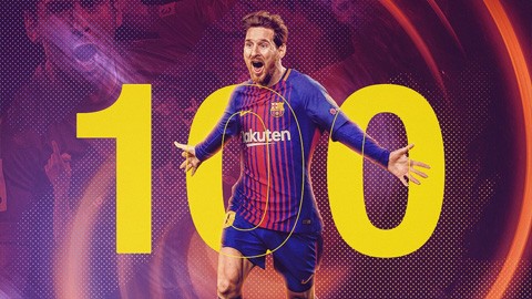 Messi cán mốc 100 bàn ở Champions League