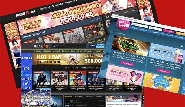 Game đánh bạc online quảng cáo đầy rẫy trên các trang phim