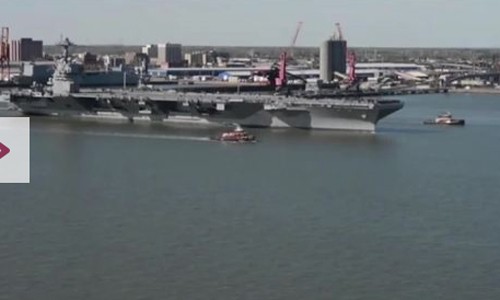 Tàu sân bay USS Gerald R. Ford ra biển thử nghiệm hồi năm ngoái. Video: AP.