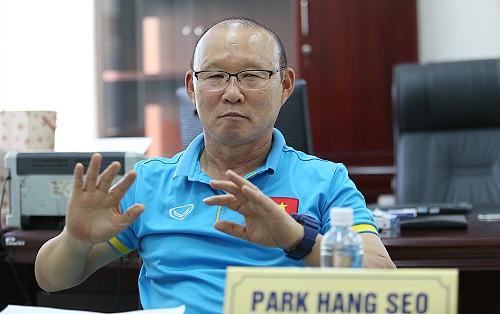 HLV Park Hang-seo cho biết đang hợp tác rất tốt cùng VFF, chuẩn bị cho ASIAD và AFF Cup. Ảnh: Lâm Thỏa.