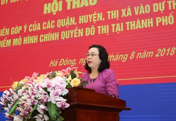 Phó Bí thư Thường trực Thành ủy Ngô Thị Thanh Hằng phát biểu tại hội thảo