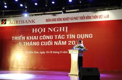 Đồng chí Trịnh Ngọc Khánh - Bí thư đảng ủy, Chủ tịch HĐTV Agribank phát biểu tại Hội nghị