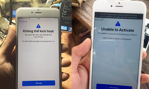 Hai chiếc iPhone hiển thị thông báo "Không thể kích hoạt" sau khi nâng cấp iOS 12.