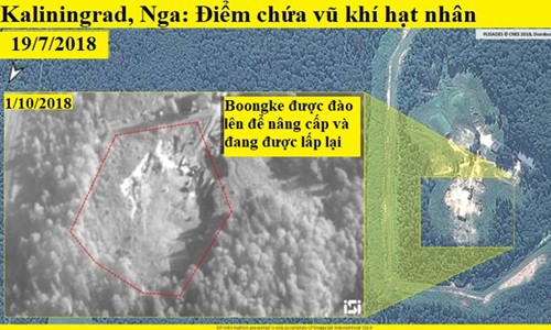 Ảnh chụp vệ tinh cho thấy dấu hiệu hoạt động nâng cấp tại một boongke ngầm, có thể được dùng để chứa vũ khí hạt nhân tại Kaliningrad. Ảnh: iSi.