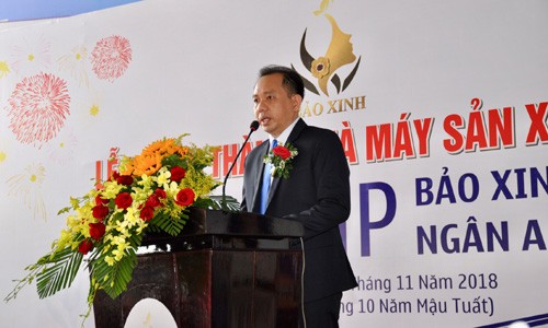Ông Nguyễn Văn Tân - Tổng giám đốc Công ty CP Mỹ phẩm Bảo Xinh phát biểu tại Lễ khánh thành nhà máy