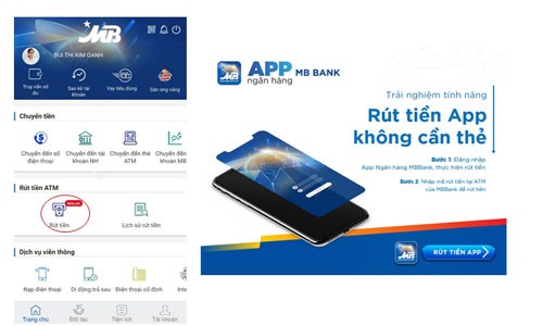 Rút tiền không cần thẻ với APP ngân hàng MBBank 