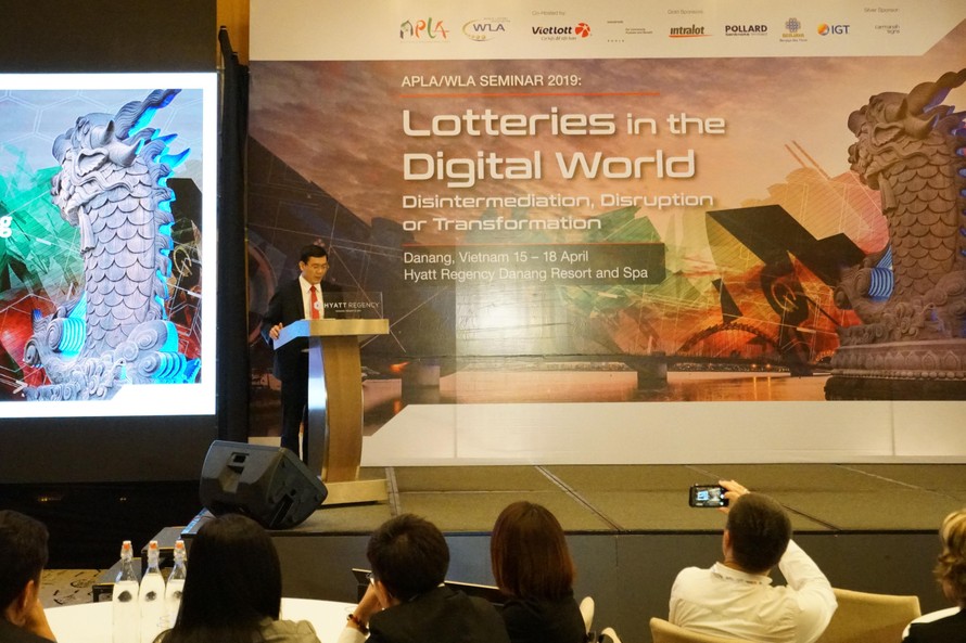 Ông Nguyễn Thanh Đạm, Tổng Giám đốc Vietlott phát biểu tại Hội nghị APLA 2019